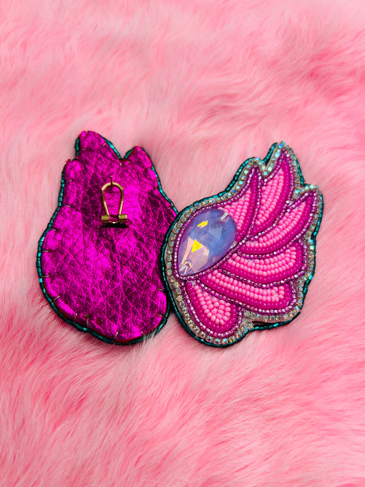 Pink Floral Wing Earrings