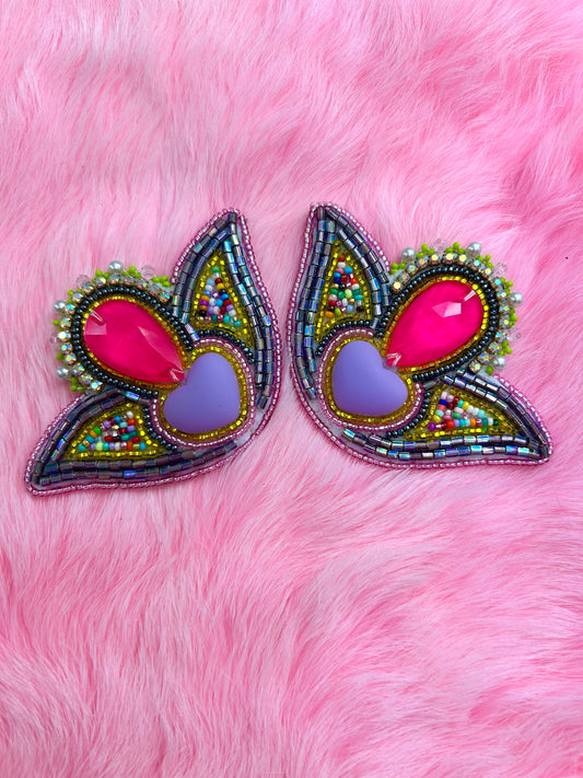 Large Lotus Hearts (Metallic Purple & Fuchsia)