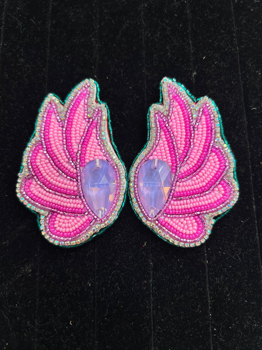Pink Floral Wing Earrings