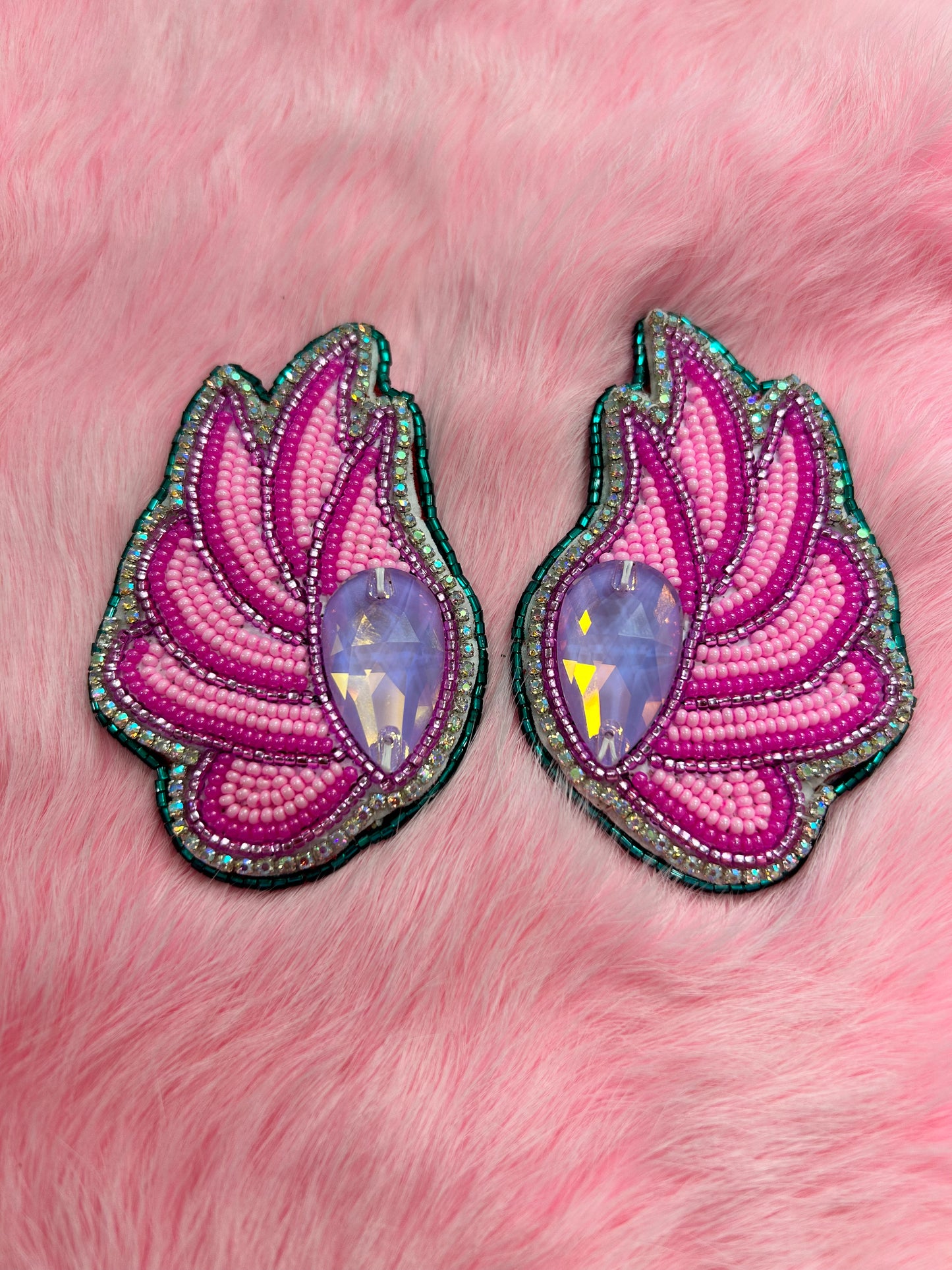 Pink Floral Wing Earrings